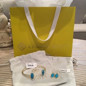 Aqua Kendra Scott Elton bracelet & Lee earring set